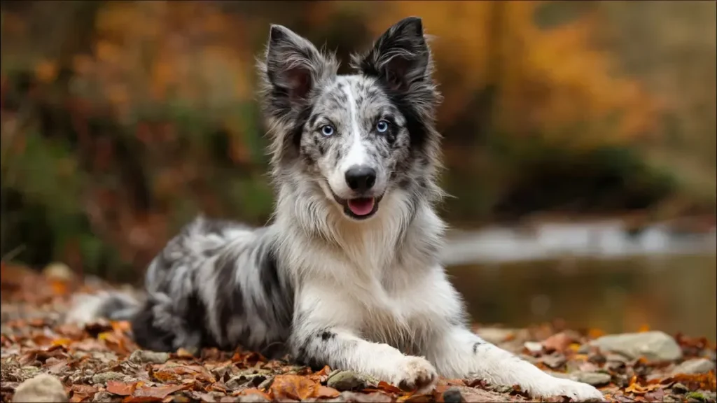 Blue Merle Border Collie Guide: Genetics, Temperament, Price & Care 4 Blue Merle Border Collie puppy sitting in grass, showcasing its marbled blue-grey coat, curious expression, and floppy ears, with a focus on its adorable, playful demeanor.