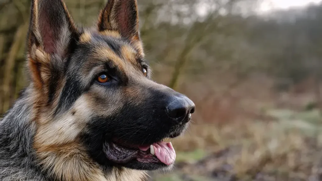 German Shepherd temperament in action: A loyal and protective family dog standing alertly, showcasing their intelligent, confident, and affectionate nature