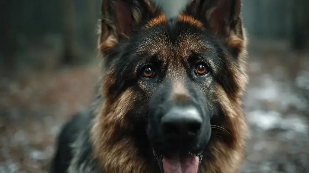 German Shepherd temperament as a Velcro dog: A loyal and affectionate companion sitting close to their owner, showcasing their deep bond and protective nature.