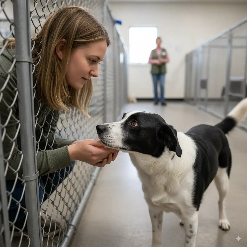 Avoid This Mistake: Ethical Borador Acquisition Now 3 Person adopting a dog from an animal shelter kennel