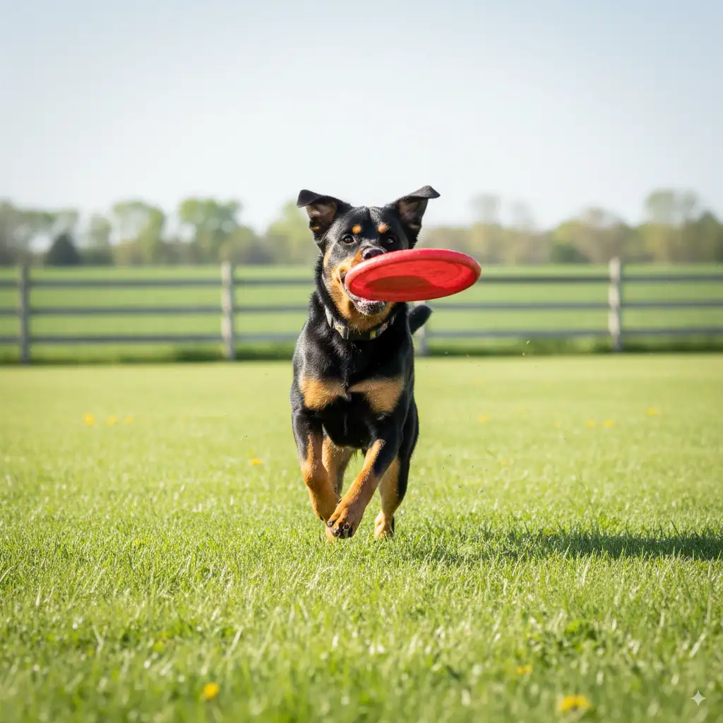 Rottweiler Border Collie Mix Lifespan: How Long Do Border Rotties Live? 3 Adult Border Collie Rottweiler mix running outdoors
