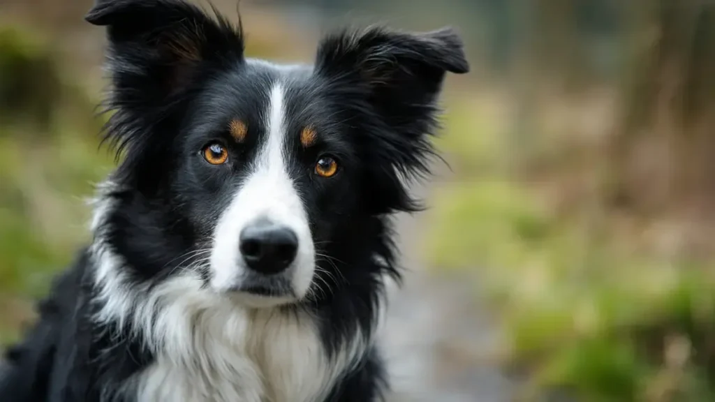 How to Choose the Perfect Dog Name (Psychology, Trends & 200+ Ideas) 6 Beautiful black and white Border Collie standing alert in a natural setting, perfect for energetic and clever dog names like Ziggy, Nova, or Ace