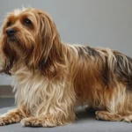 A well-groomed long-haired dog with a shiny, tangle-free coat, demonstrating proper brushing and mat prevention techniques